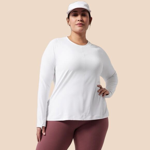 Athleta Sunchaser Top Women's XL UPF Long Sleeve Size XL White Zip Pocket - Picture 1 of 14